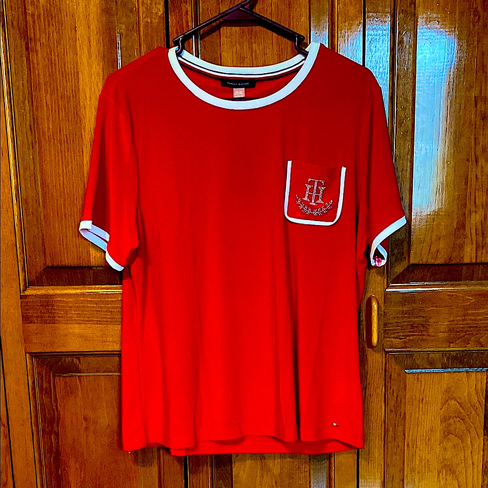 Tommy Hilfiger Sharp Red Ns White TShirt Brand New With Tags  Free Gift